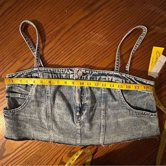 NEW Circus NY by Sam Edelman Bustier Denim Crop Top Womens XL Adjustable Straps - Picture 10 of 11